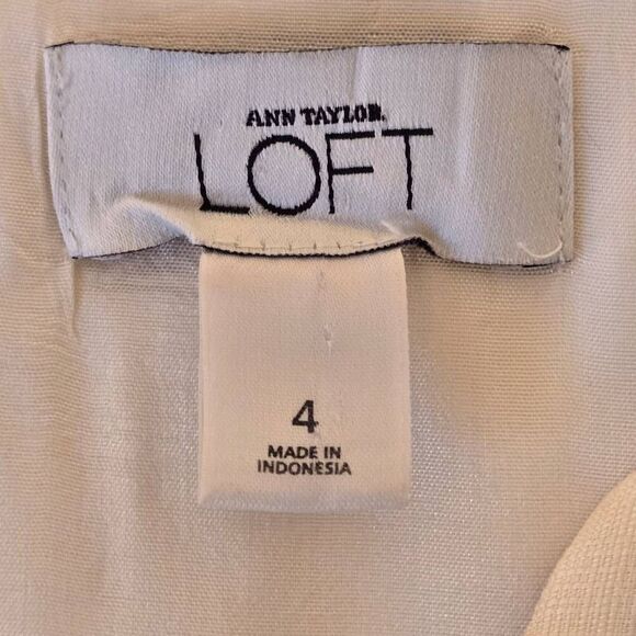 Ann Taylor LOFT Womens Sleeveless Vine Leaf Print Sheath Dress Cream Size 4 - Picture 2 of 11